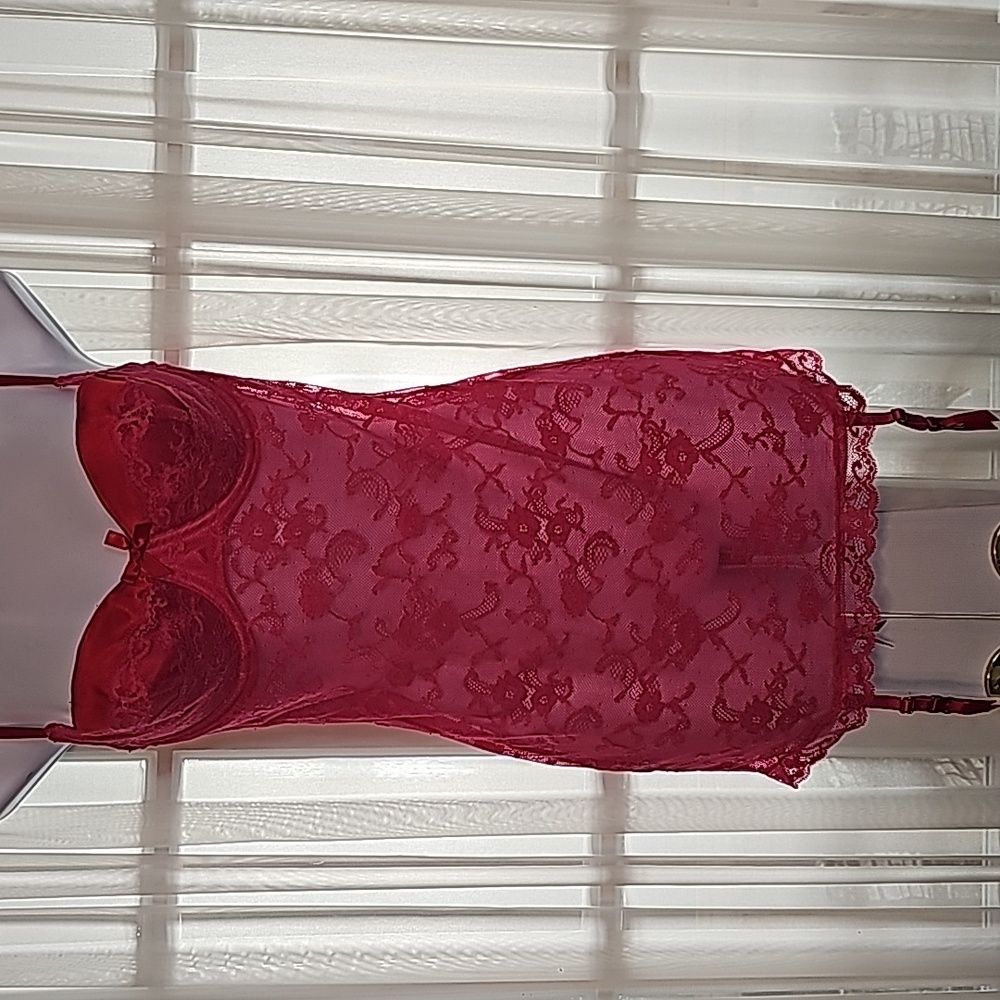 Victorias Secret Hot Pink Lace Babydoll Teddy Slip On